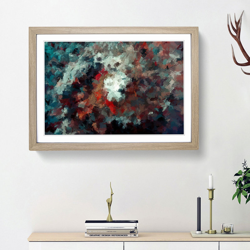 Passion of Flowers in Abstract - Picture Frame Painting Print, 36cm H x 48cm W x 2cm D, Oak Framed