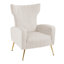 Joshy Upholstered 26.37" Wide White Velvet Wingback Armchair with Metal Legs-1393566403
