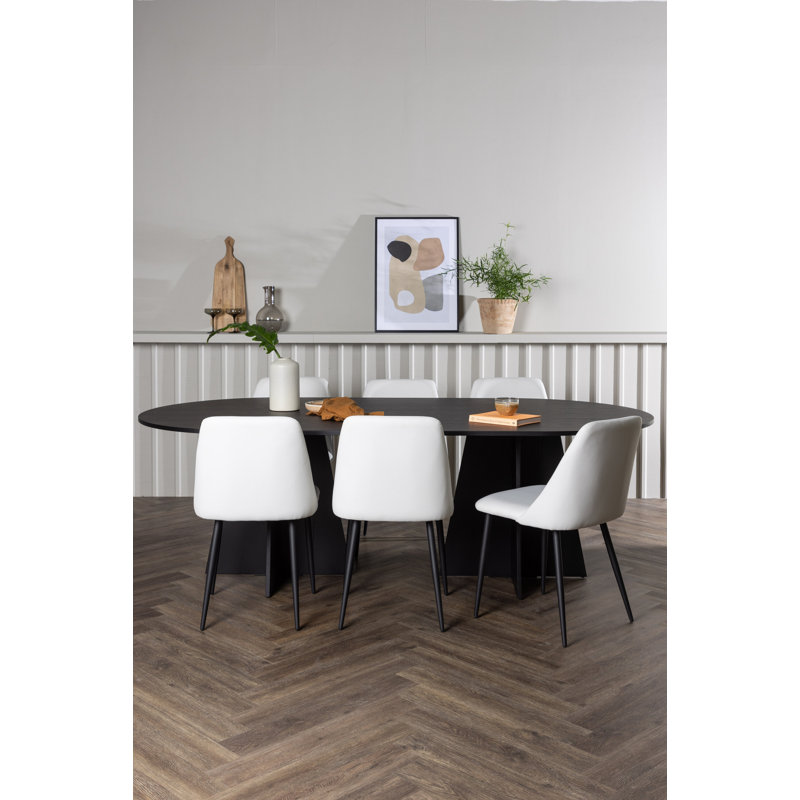 Millste 6 - Person Dining Set, White, White