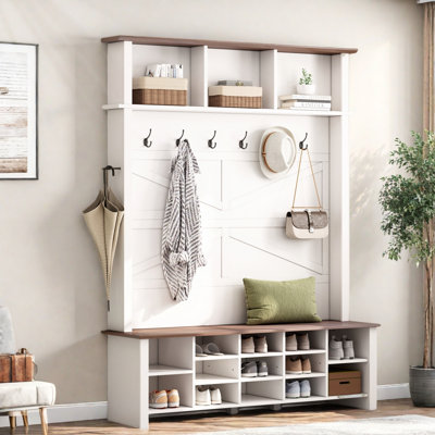 Hall Tree 56.3'' Wide with Bench and Shoe Storage