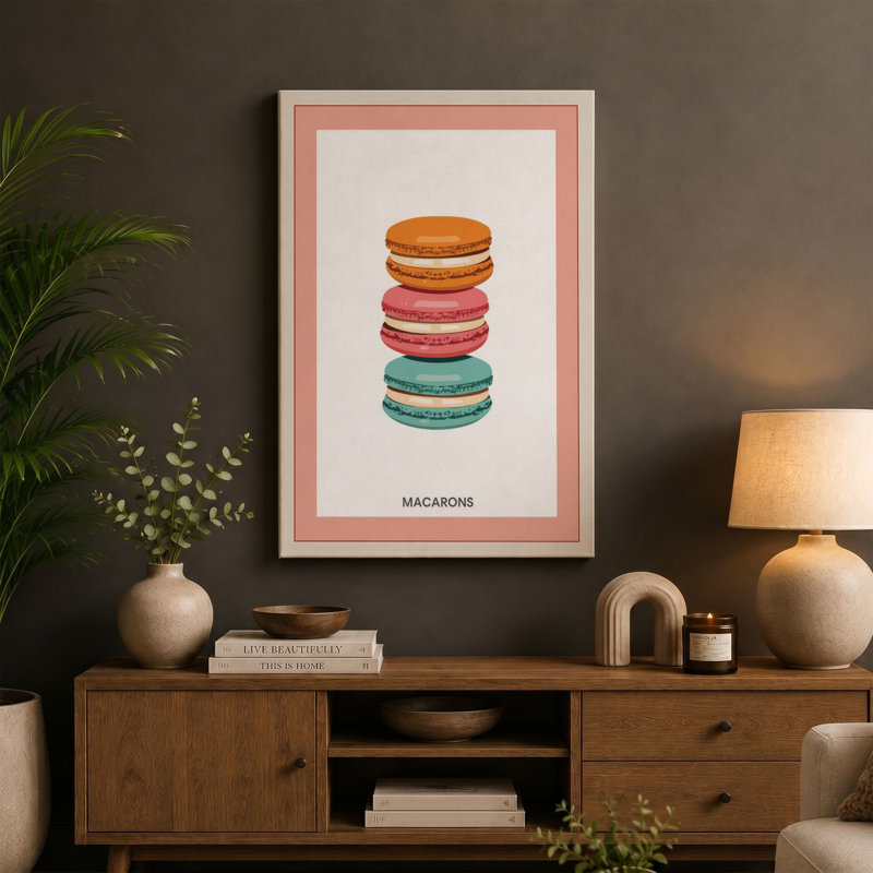 Stacked Macarons Modern - Wrapped Canvas, 36x24 - 91.4 x 61.0 cm, Taupe Border
