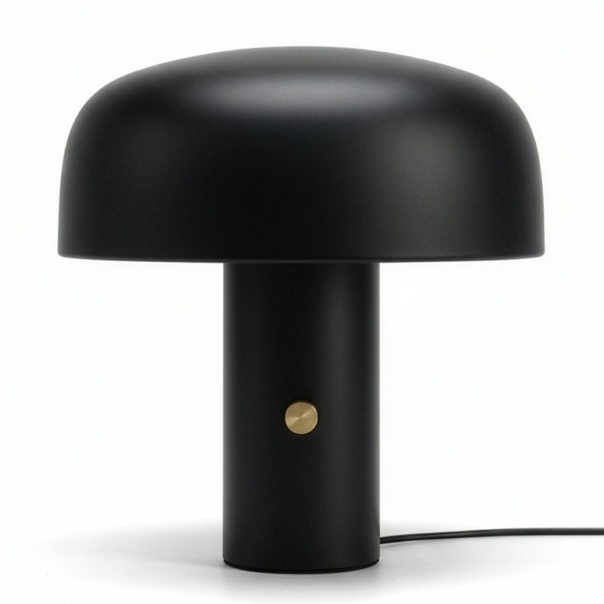 Anita 12" Modern And Elegant LED Table Lamp With Brass Rotary Knob, Black, Black