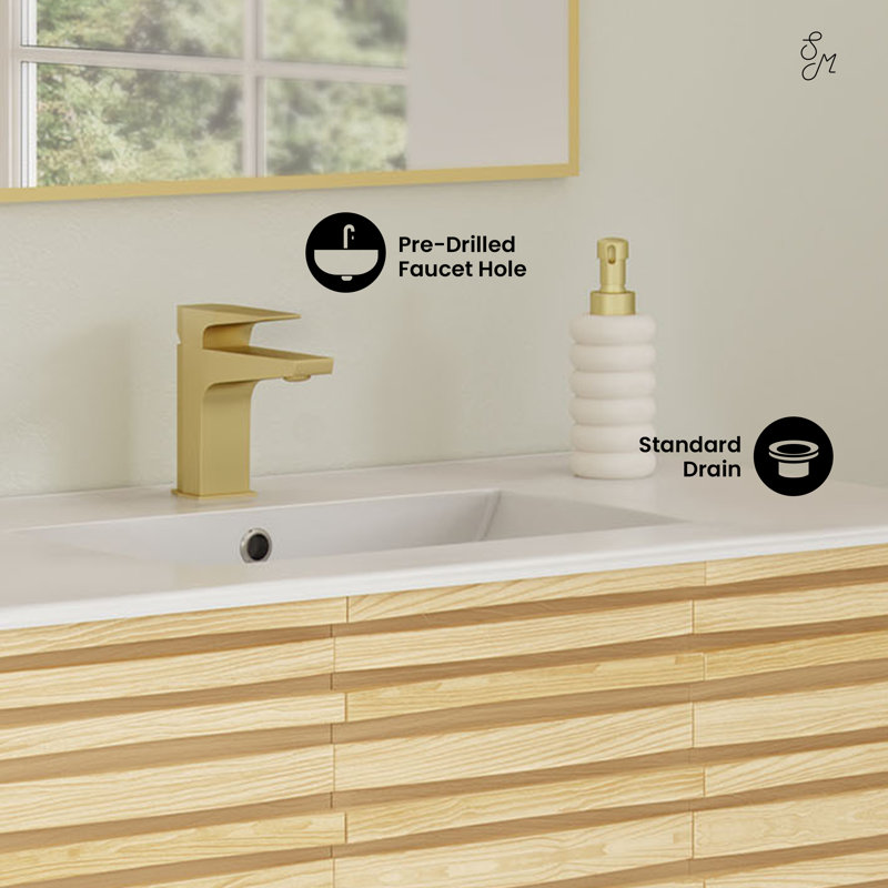 Cascade 36" Freestanding Bathroom Vanity in Natural oak with Sink Top, Natural Oak