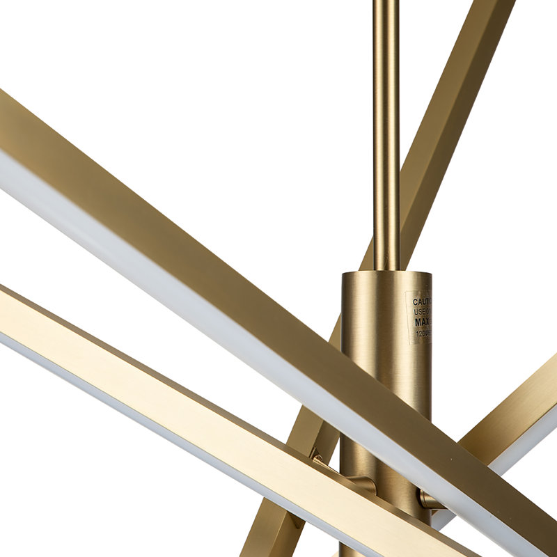 Burcker Aluminum Dimmable LED Modern Linear Chandelier, Gold, 13" H x 31.5" W x 31.5" D