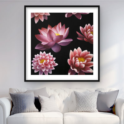 Motif de fleur de lotus - imprimé botanique mat encadré asiatique
