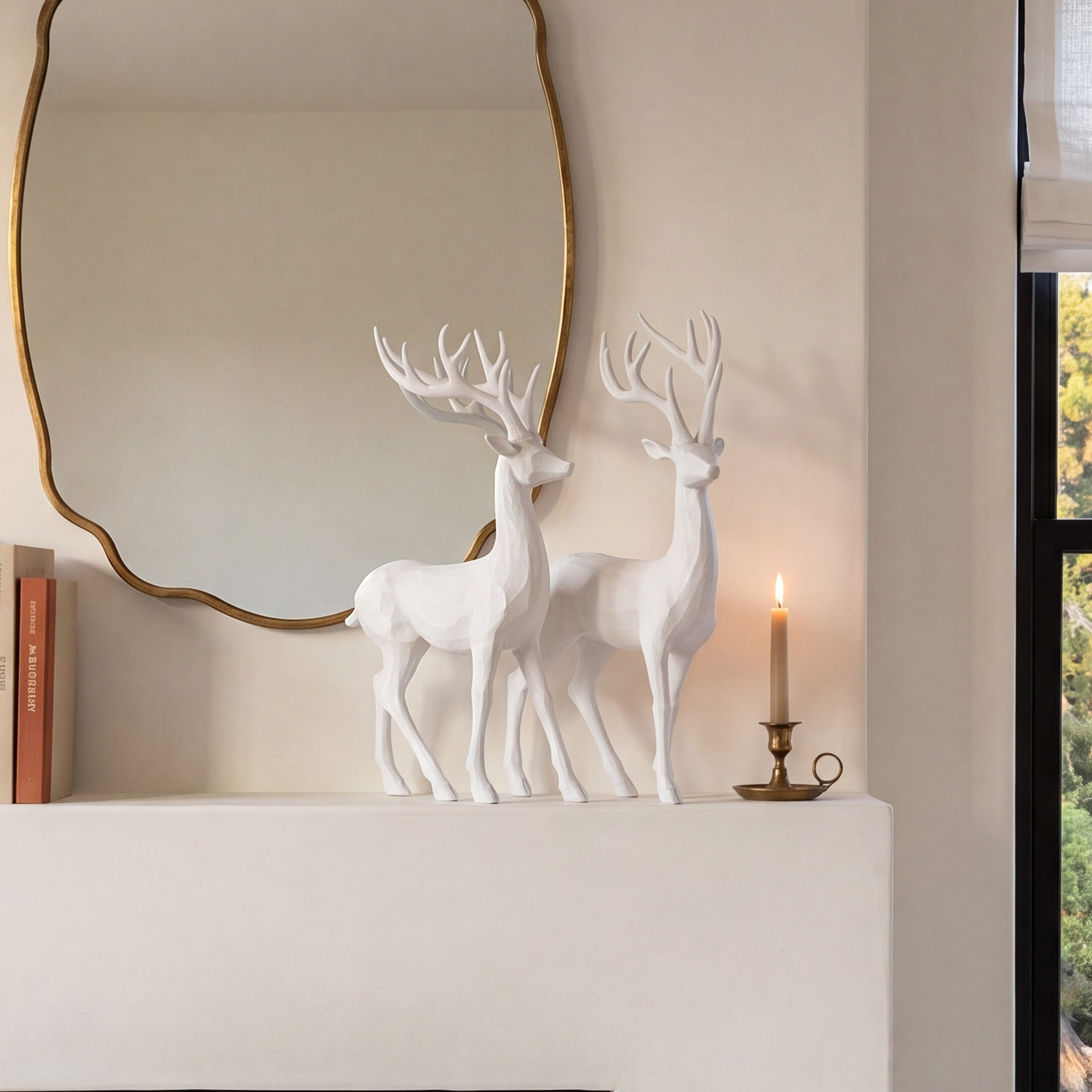 2-Piece Resin Deer Figurine Set