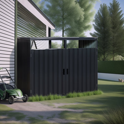 Garbage Bin Shed Stores 2 Trash Cans Metal Outdoor Bin Shed For Garbage Storage
