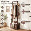 Portant à vêtements autoportant en bois massif avec roulettes verrouillables, multifonctionnel, avec barre de suspension, crochets latéraux et panier de rangement inférieur, idéal pour les petits espaces comme l'entrée ou la chambre.-317553686