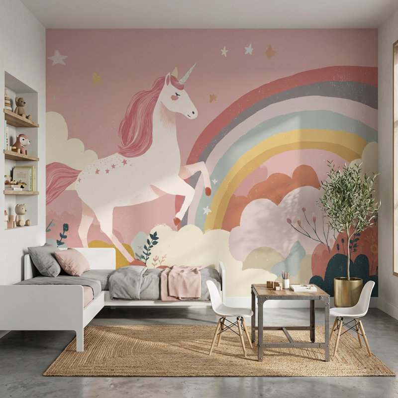 Papier peint fantaisie licorne, 120 po x 96 po, Non-Woven Nonpasted