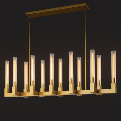 Naviel 12-Light Glass Tube Linear Chandelier