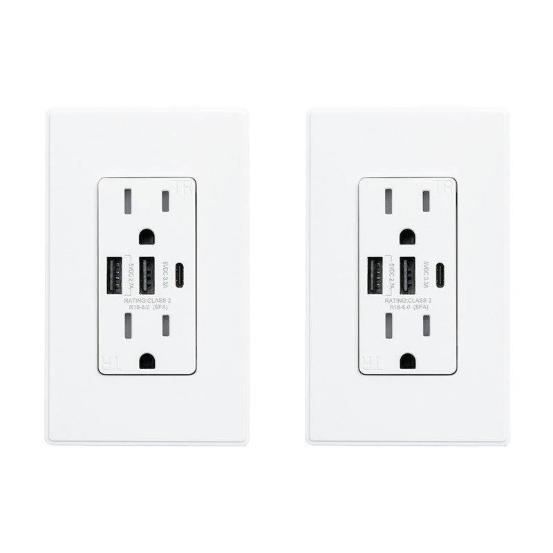 15 Tamper Resistant Duplex Outlet, White, 2