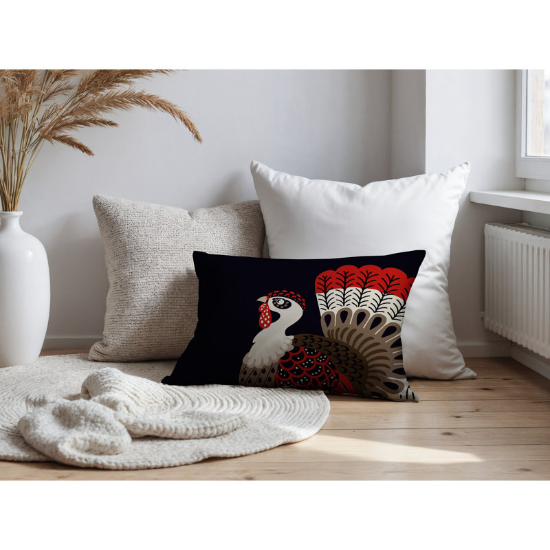 Oreiller rectangulaire réversible intérieur / extérieur Adini, Rectangle H 14 po x l 20 po, Rouge