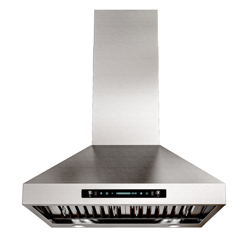 Hotte de cuisine murale 30 po, 900 pi³ / min, convertible au mur, en acier inoxydable, silencieuse, à 4 vitesses, avec contrôle tactile à 4 vitesses et panneau tactile avec lumières DEL
