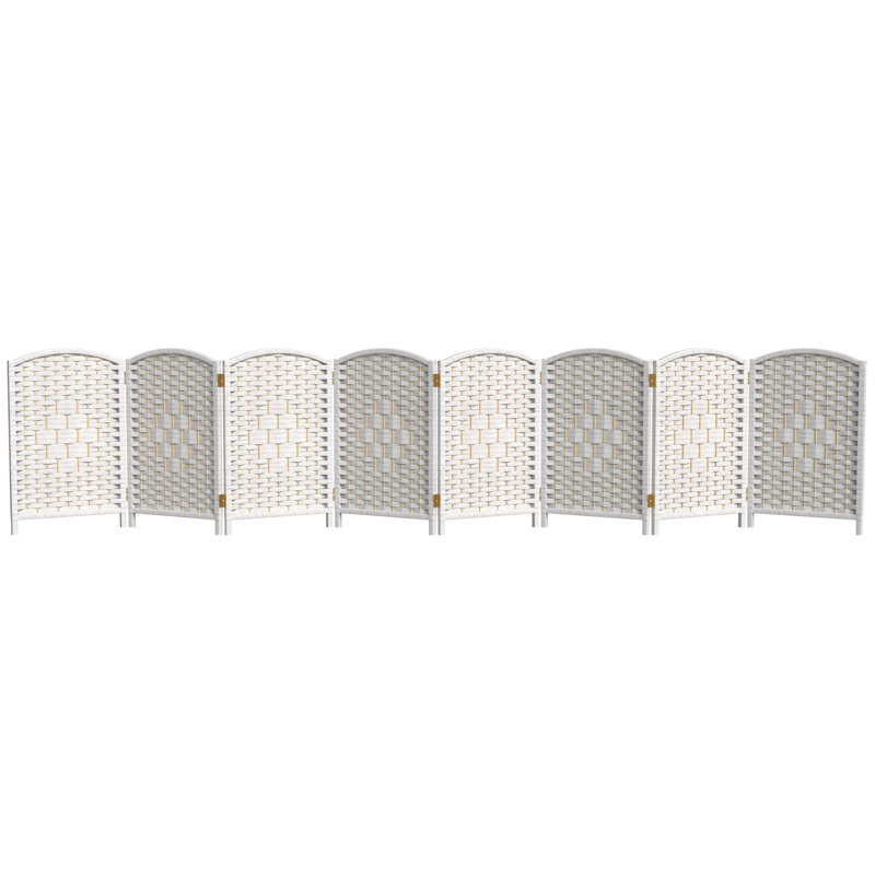Paravent Short Diamond Weave, 2 pi, 8, Blanc