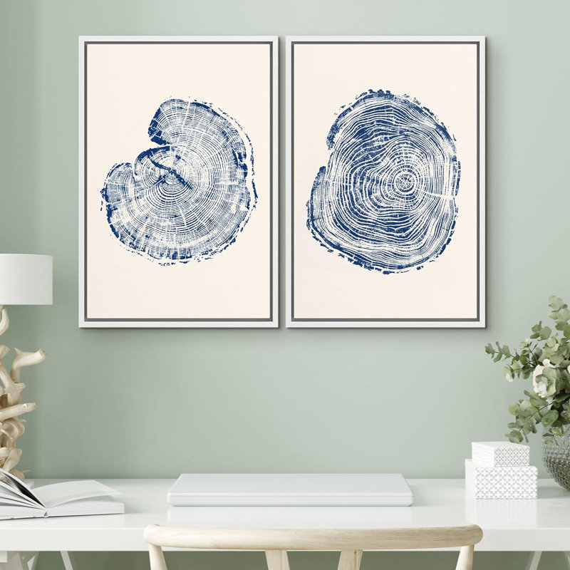 «Pastel Watercolor Green Blue Wave Collage Abstract Shapes», 2 pièces sur toile, Cadre blanc, H 36 po x l 24 po