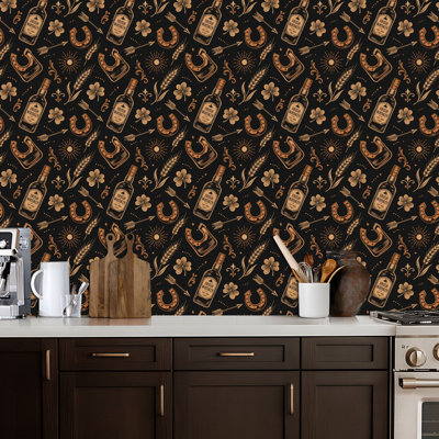 Peel and Stick Wallpaper Seamless types whiskey Contact Paper Removable Self Adhesive Wall Mural Wall Decor for Bedroom Kitchen Cabinets 24in x 118in