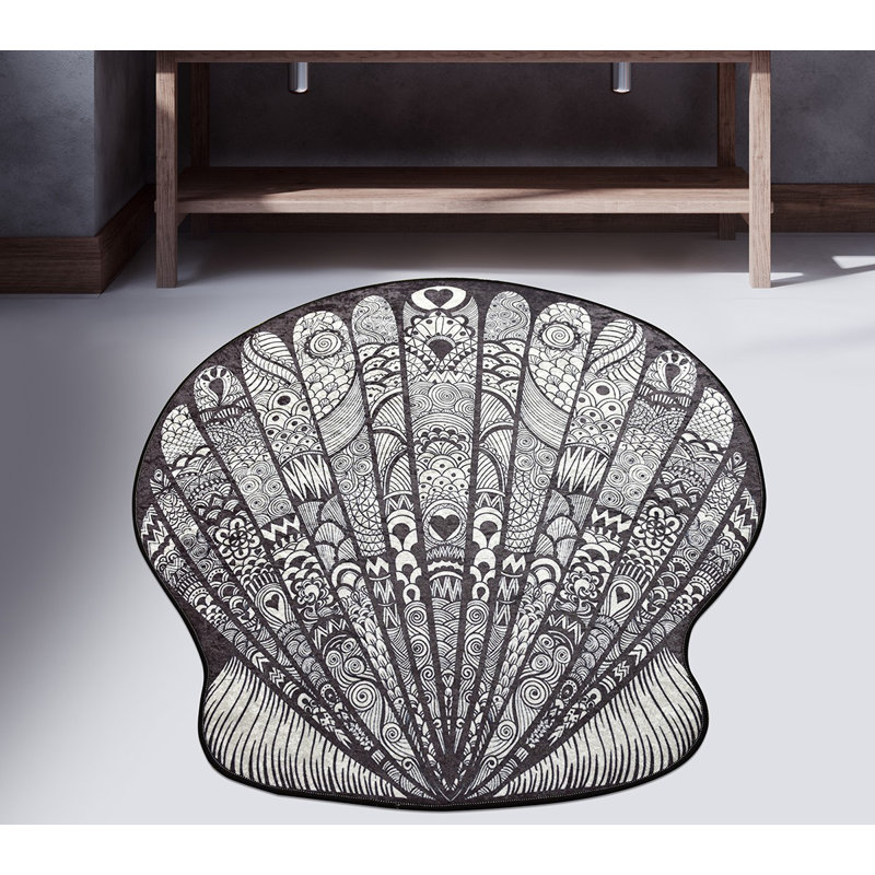 Tapis de bain antidérapant de qualité supérieure, 47,2 pouces de diamètre, noir et blanc | 100% polyester, antiallergique, anti-poussière et anti-taches | 700 g / m² pour un confort ultime | Lavable à la machine et facile d'entretien | Parfait pour les salles de bain modernes