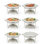 Ensemble de 6 plats à frire ronds pour buffet, ensemble de 5 réchauds à vaisselle en maifanite blanc avec couvercles en verre