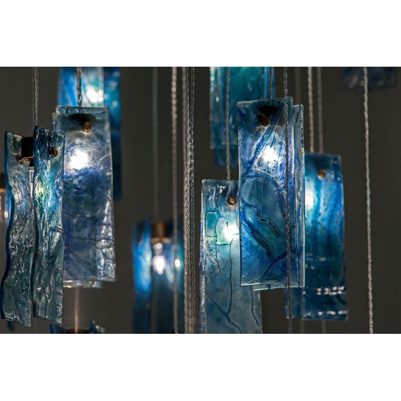 Luminaire suspendu rectangulaire à 26 lumières Krush, Bleu
