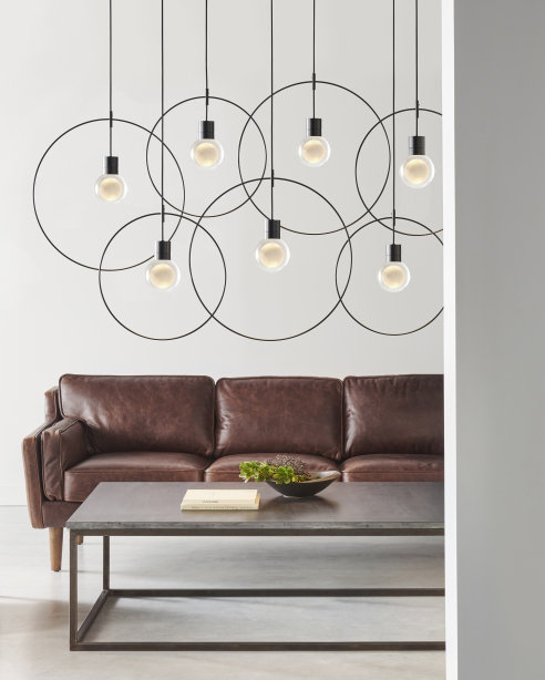 Mina LED Pendant, 1, 152" H x 7.6" W x 5" D, Black