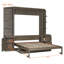 Grand lit escamotable avec bureau, tablettes et armoires de rangement, lit escamotable mural pour bureau à domicile peu encombrant, gris clair-889220438