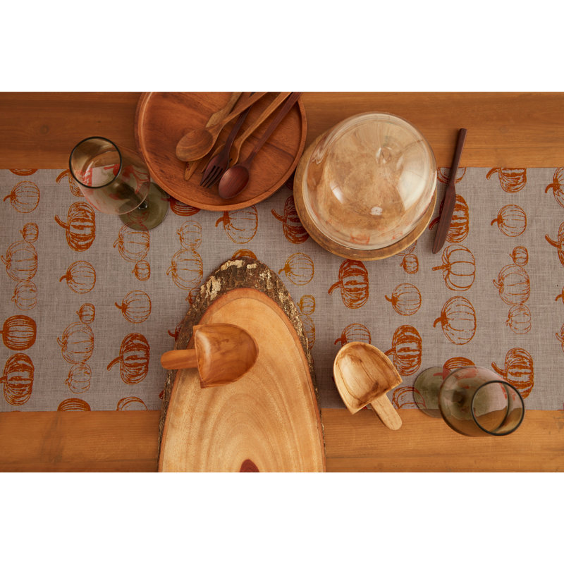 Patch - 100% Pure Linen Table Runner, Pumpkin, 60" x 14"
