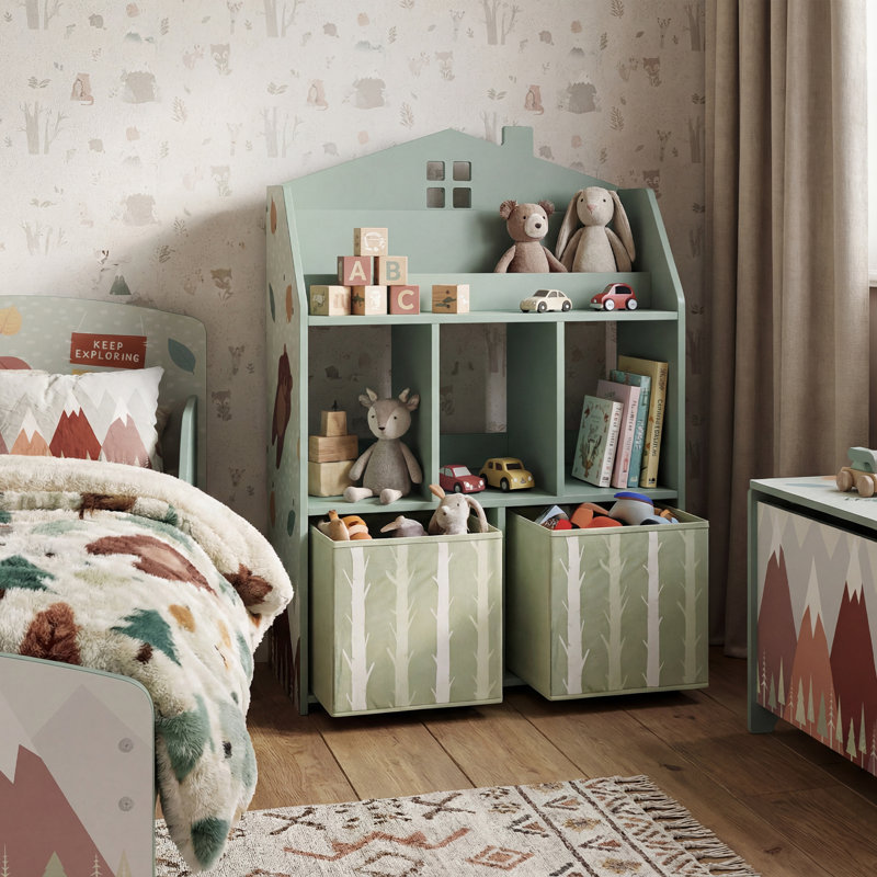 Bibliothèque pour enfants avec rangement, GREEN