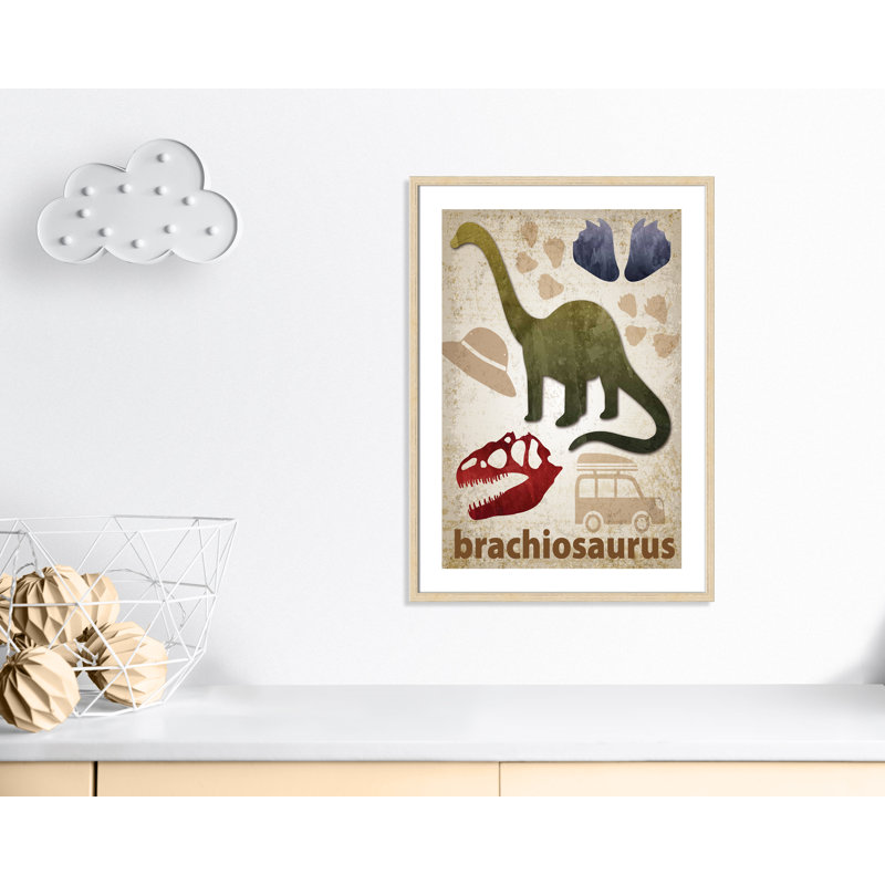 Adhésif décoratif dinosaures-03 ', H 35,5 po x l 25,5 po x P 1,1875 po, Encadré de boîte beige