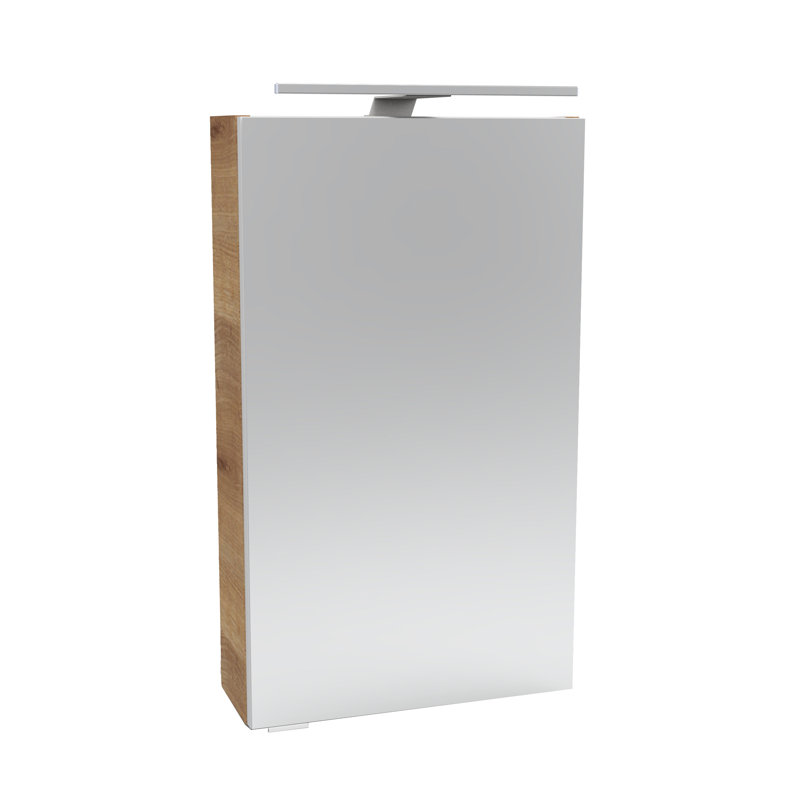 400mm W 680mm H Wall Cabinet Frameless Medicine Cabinet Mirror 2 Adjustable, Brown, Stop on the right