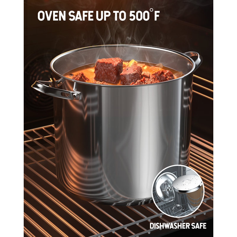 Extra Large Silver Stainless Steel Stockpot with Lid