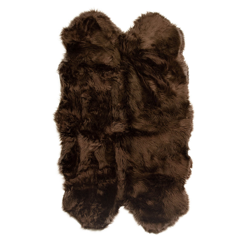 Diller Dark Brown Faux Fur Machine Washable Shag Fluffy Area Rug, Novelty 4' x 6'