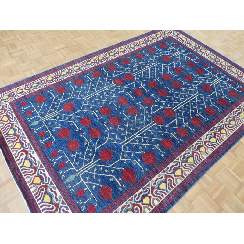 Tapis de zone en laine 5 pi 11 po x 8 pi 8 po noué la à la main one-of-kind-denim blue Beaumont