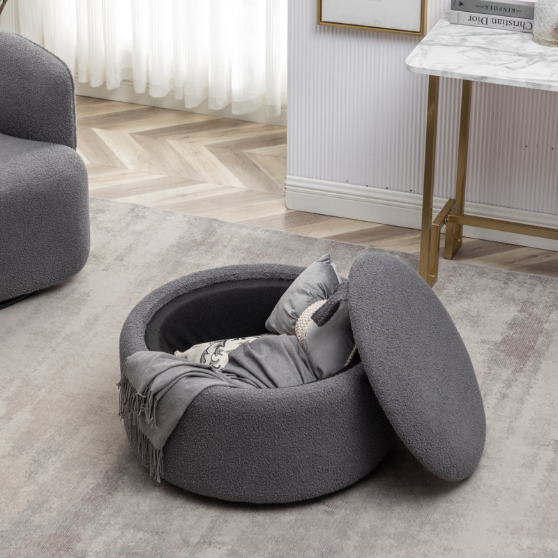 Repose-pieds rond avec rangement Savinien, Boucle performance grise