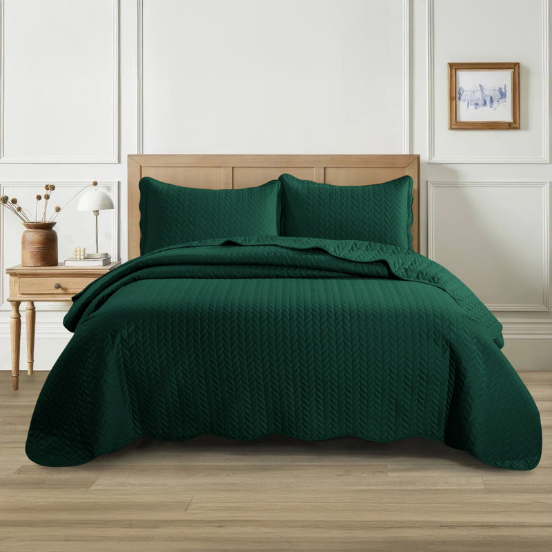 Ensemble de couvre-lit matelassé embossé - Couvre-lit en microfibre ultra doux avec taies décoratives, literie de style hôtel pour tous les lits