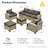 7-piece Outdoor Wicker Sectional Sofa Set with Ottomans, Cushions, Patio Conversation Furniture for Garden & Backyard-657412689