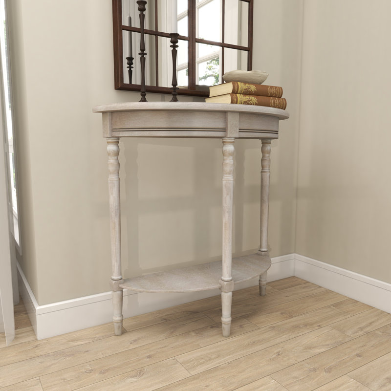 Console de salon demi-lune en bois brun clair, Gris brunâtre clair