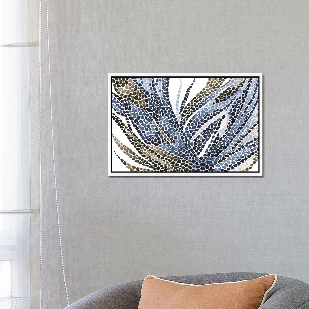 Blaue und braune Blume von Ana Ozz - Galerie-verpackte Leinwand Giclée auf Leinwand