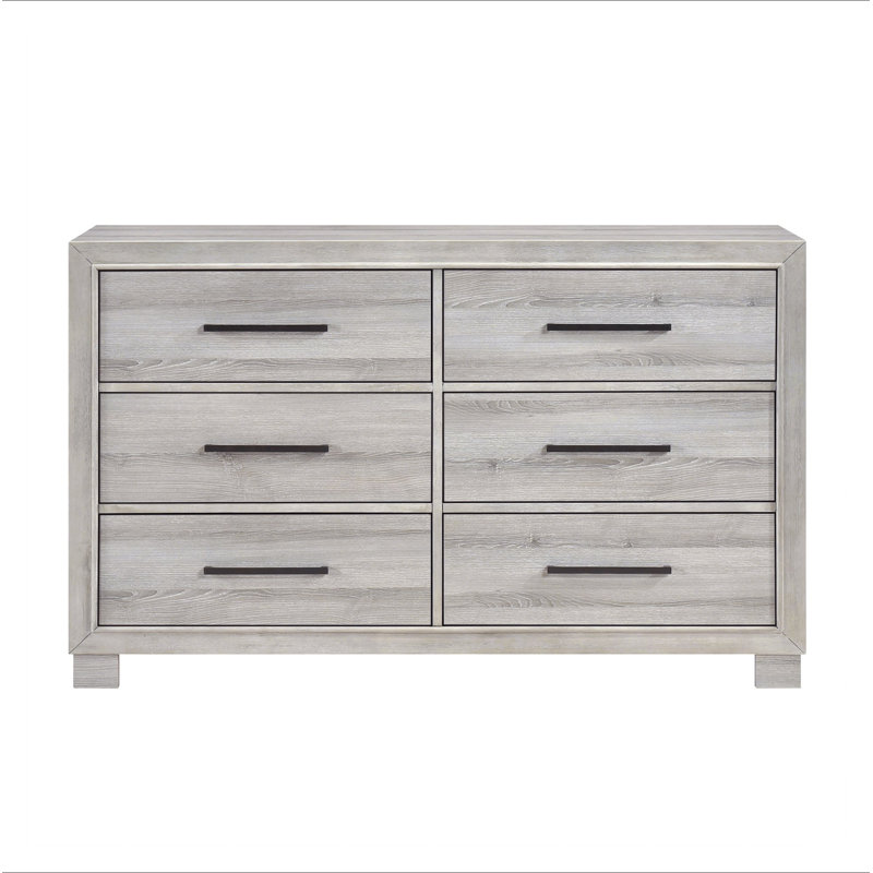 Mobilier de chambre à coucher contemporain en bois de style contemporain avec commode à six tiroirs gris moderne