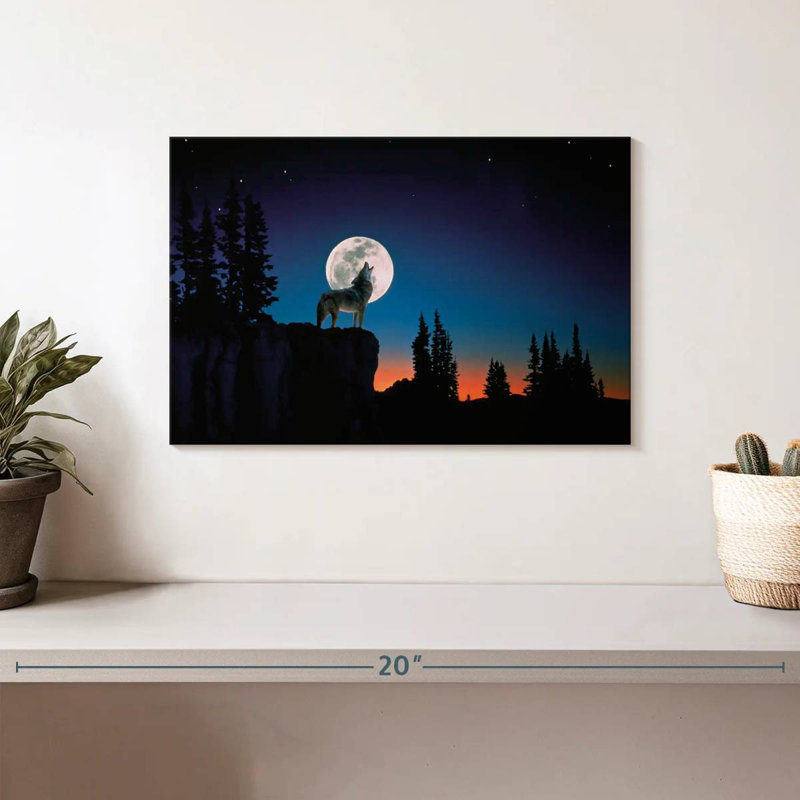 Wolf Howling At Night, 8" H x 12" W