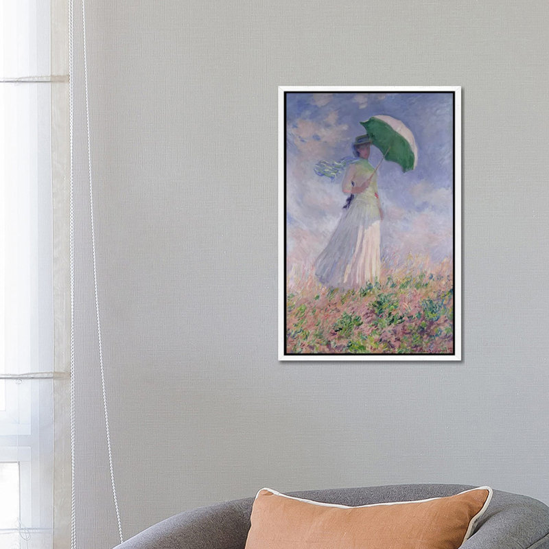 Woman With A Parasol Turned To The Right, 1886 by Claude Monet - Gallery-Wrapped Canvas Giclée on Canvas, White Framed