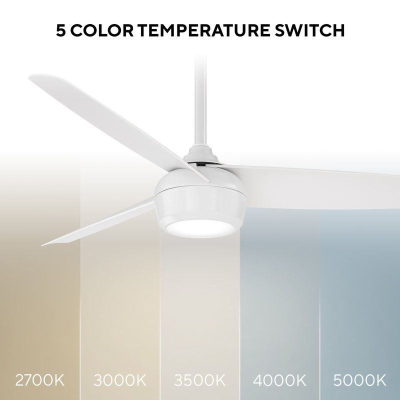 Ferris 3-Blade Outdoor/Indoor Smart Ceiling Fan with 2700K-3000K-3500K-4000K-5000K Color Temperature LED Light Kit and Remote Control Included, Works With Google Assistant, Amazon Alexa, Samsung Smart Things