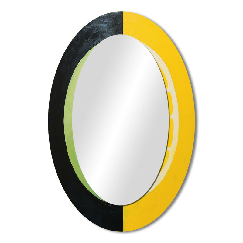 Décoration miroir jaune jaune Yin Yang Lemon Fruit III - jaune ovale, 36 po x 24 po