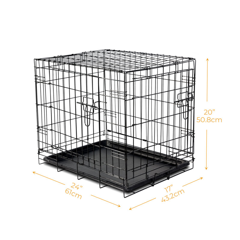 Cage pliable en métal pour chien à double porte avec cloison, Black