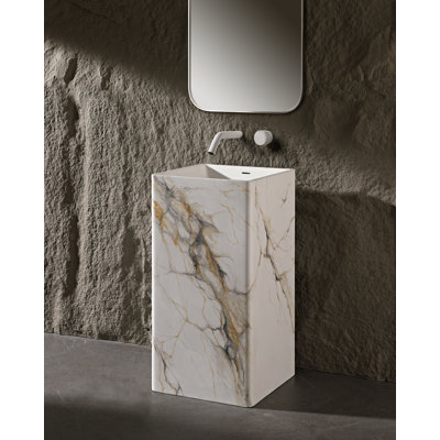 Lavabo de salle de bain moderne à surface solide de 35 pouces de hauteur, lavabo autoportant pour hôtel personnel