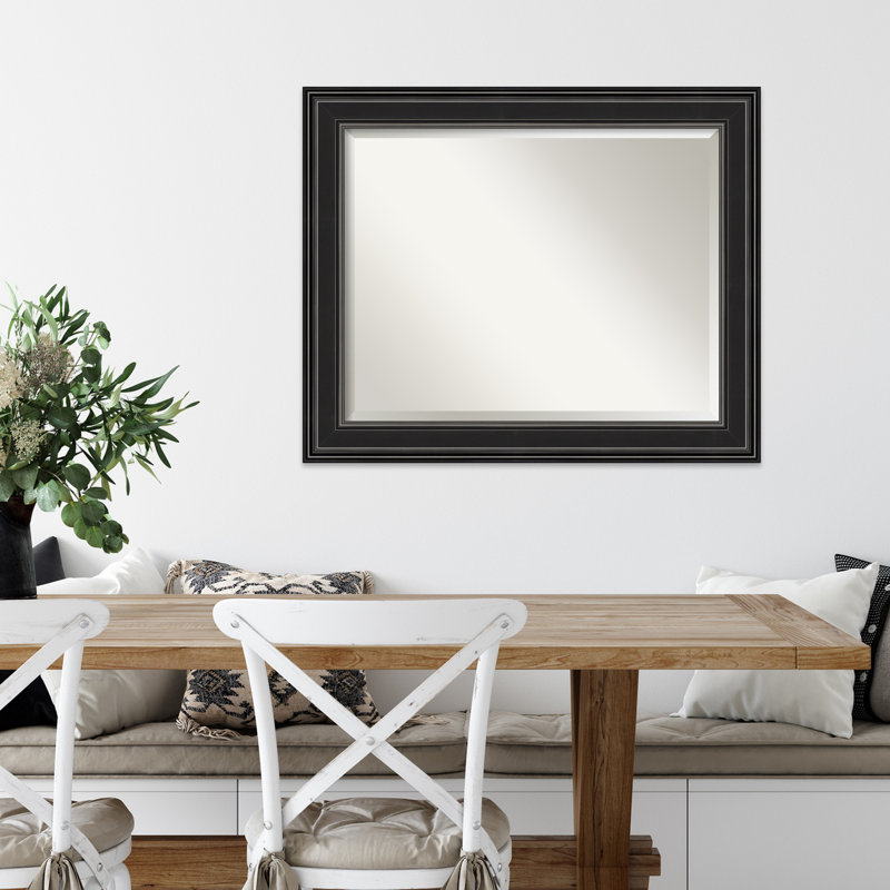 Ridge Black Rectangular Polystyrene Framed Bathroom Vanity Mirror 34x28