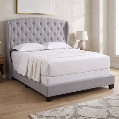 Natick Queen Upholstered Wingback Panel Bed