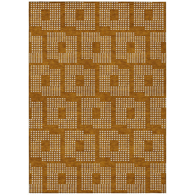 9' X 12' Terra Cotta And Ivory Geometric Washable Indoor Outdoor Area Rug