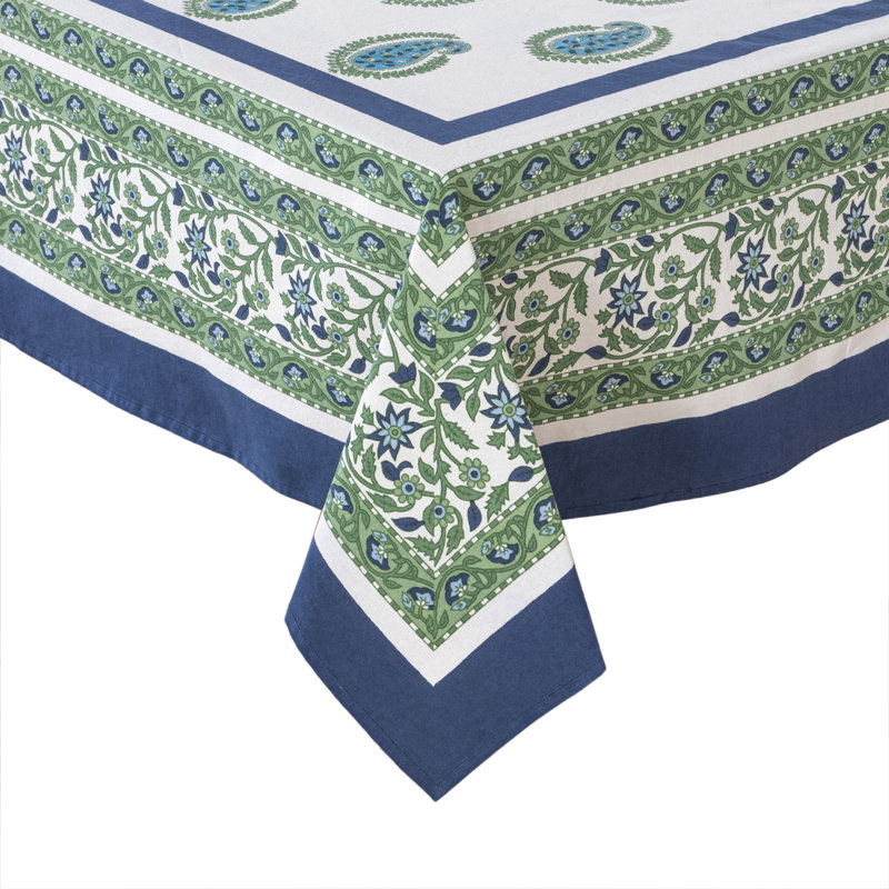 Cassis Handmade Floral Tablecloth, 128" x 71"