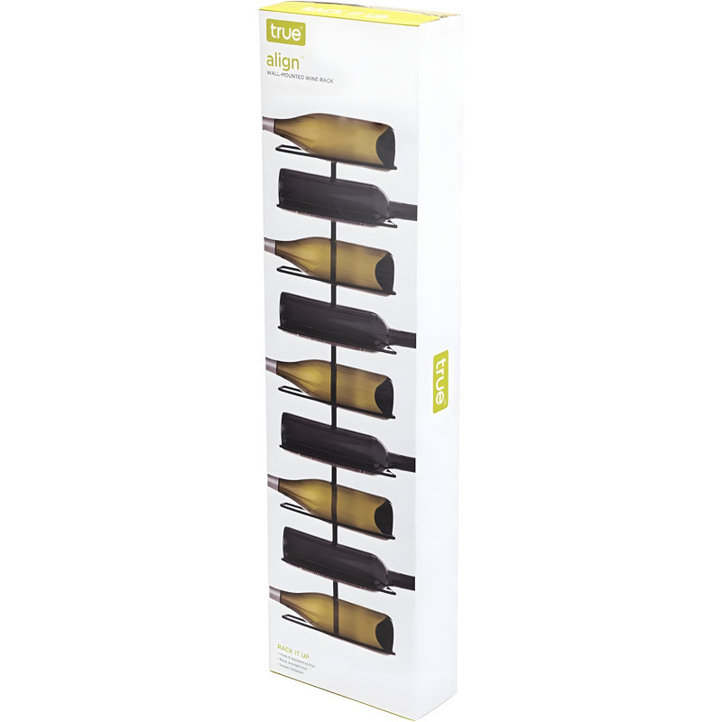 Support à vin mural pour 9 bouteilles, design moderne en fer forgé noir, solution de rangement pour alcool peu encombrante, présentoir minimaliste pour la cuisine ou le bar