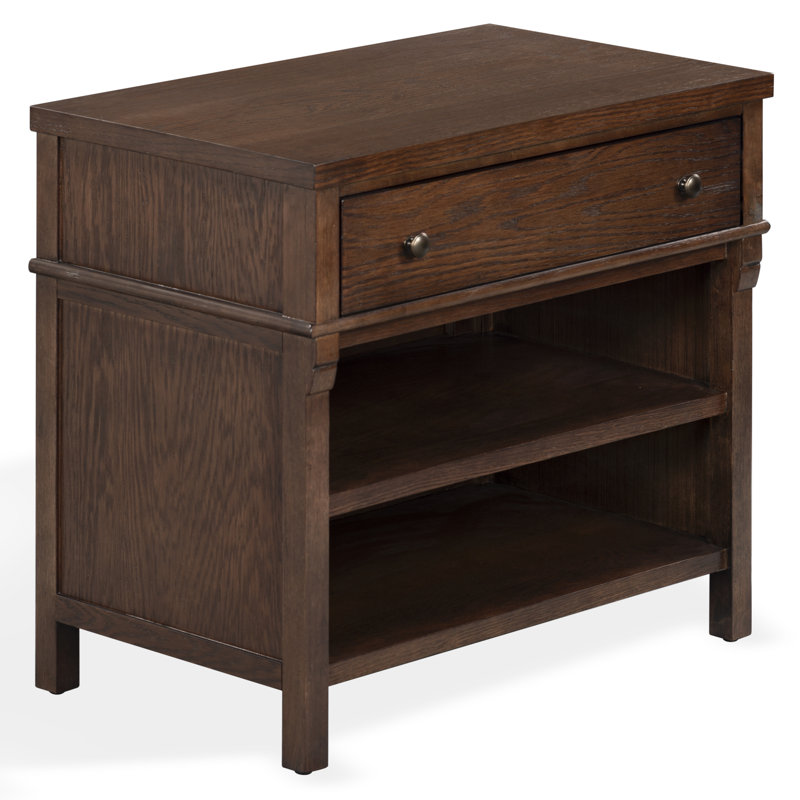Haylie 1 Drawer Wood Nightstand, Dark Walnut